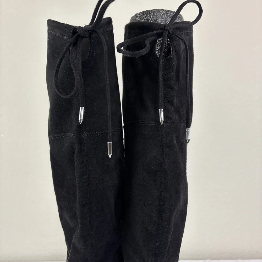 Marc Fisher Okun Over The Knee Black Faux Suede‎ Boots Size 7.5 M Preppy Western